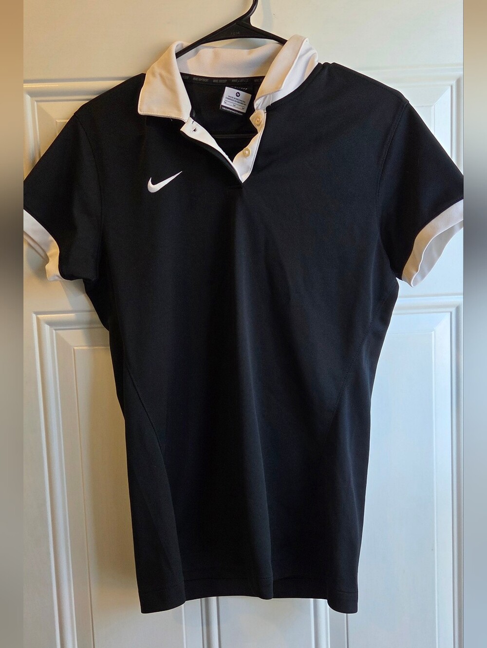 Nike Black Polo with White Collar and Sleeve Trim Size M